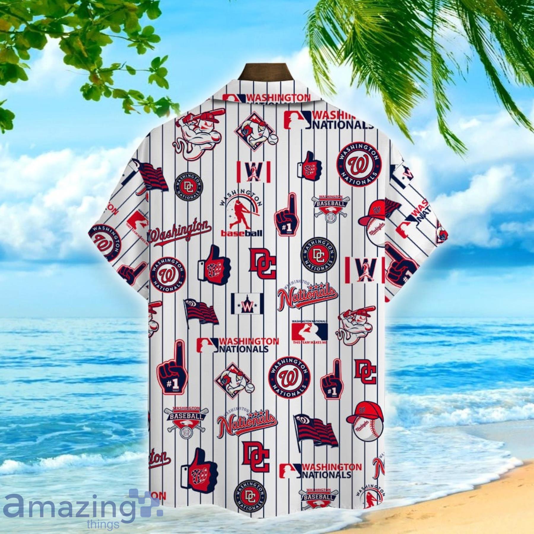 Washington Nationals Fans Striped Style Hawaiian Shirt Major