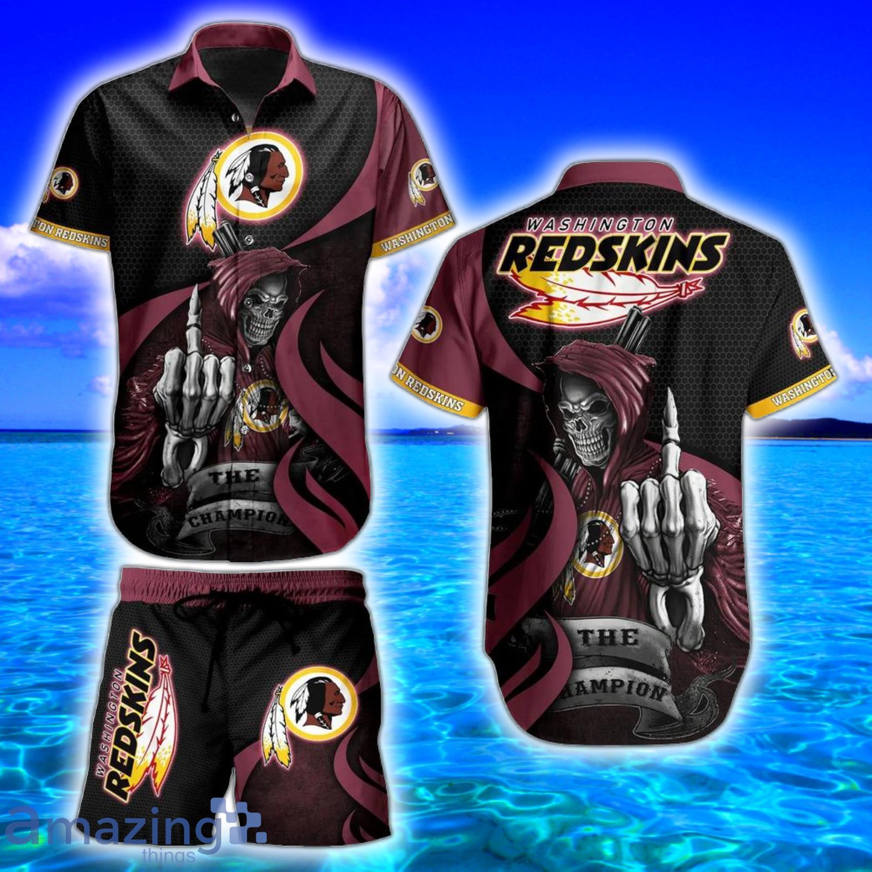 Washington Redskins Nfl Football The Champion Skull Strong Design Hawaiian Shirt And Beach Short Gift For Men Women Product Photo 1