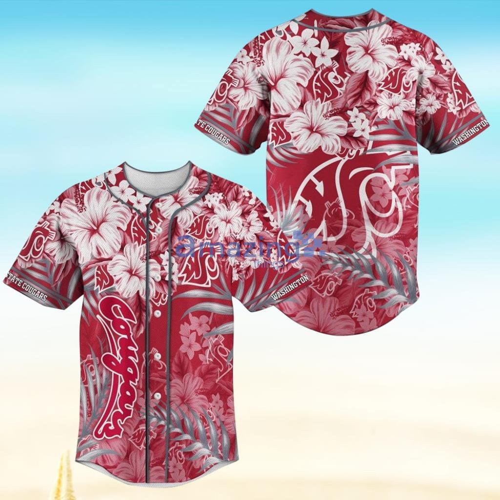 Washington State Cougars Flower MLB Baseball Jersey Shirt Product Photo 1