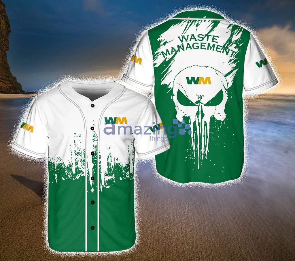 Waste Management Skull Green And White  Baseball Jersey Shirt Gift For Fans Product Photo 1