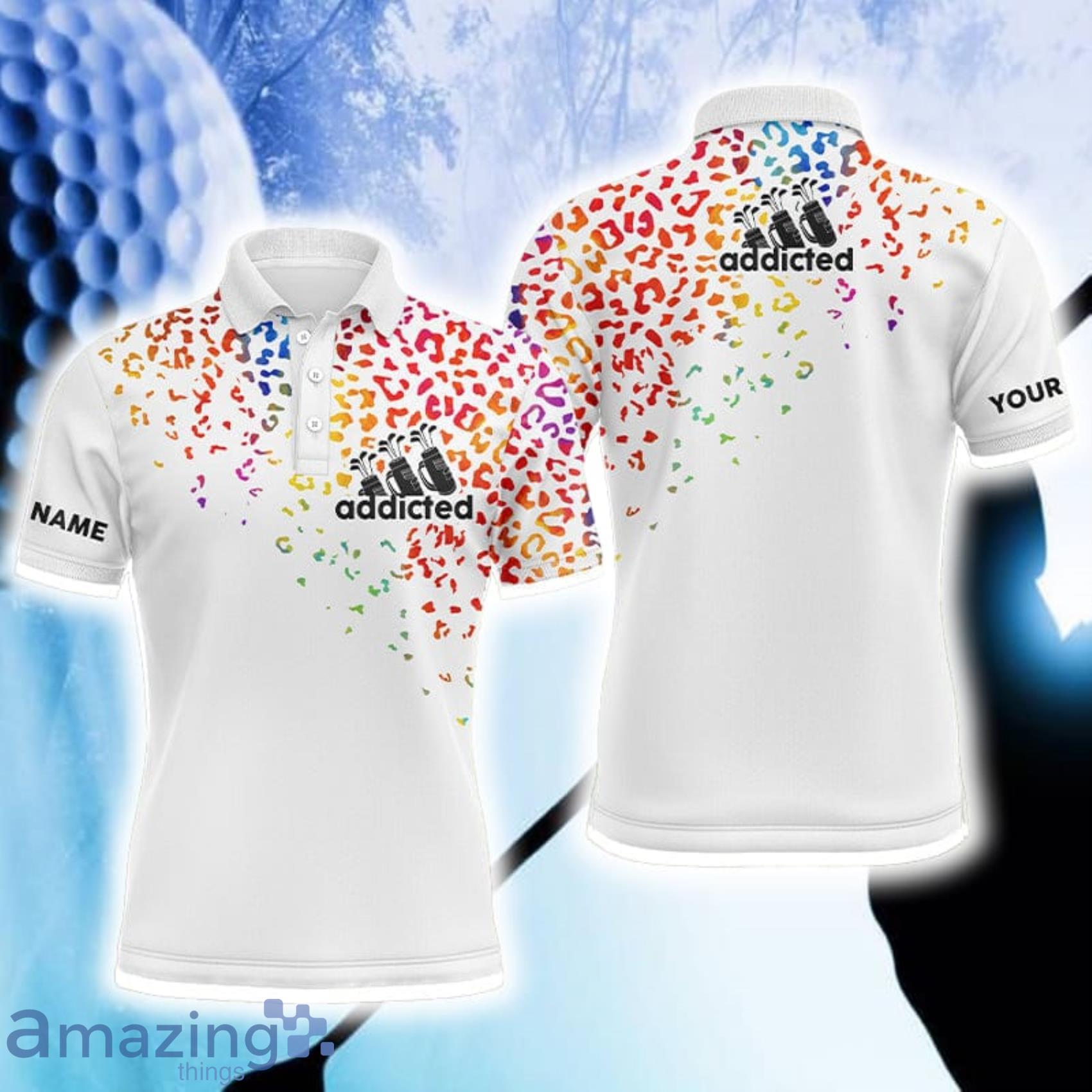Watercolor Leopard Golf Addicted Custom Name Polo Shirt For Men And Women Gift For Golfer Product Photo 1