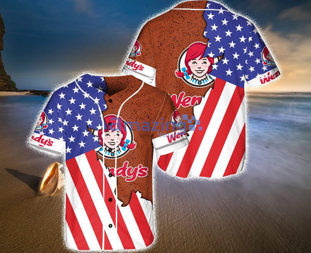 Wendy's Camouflage Green United States Flag Baseball Jersey