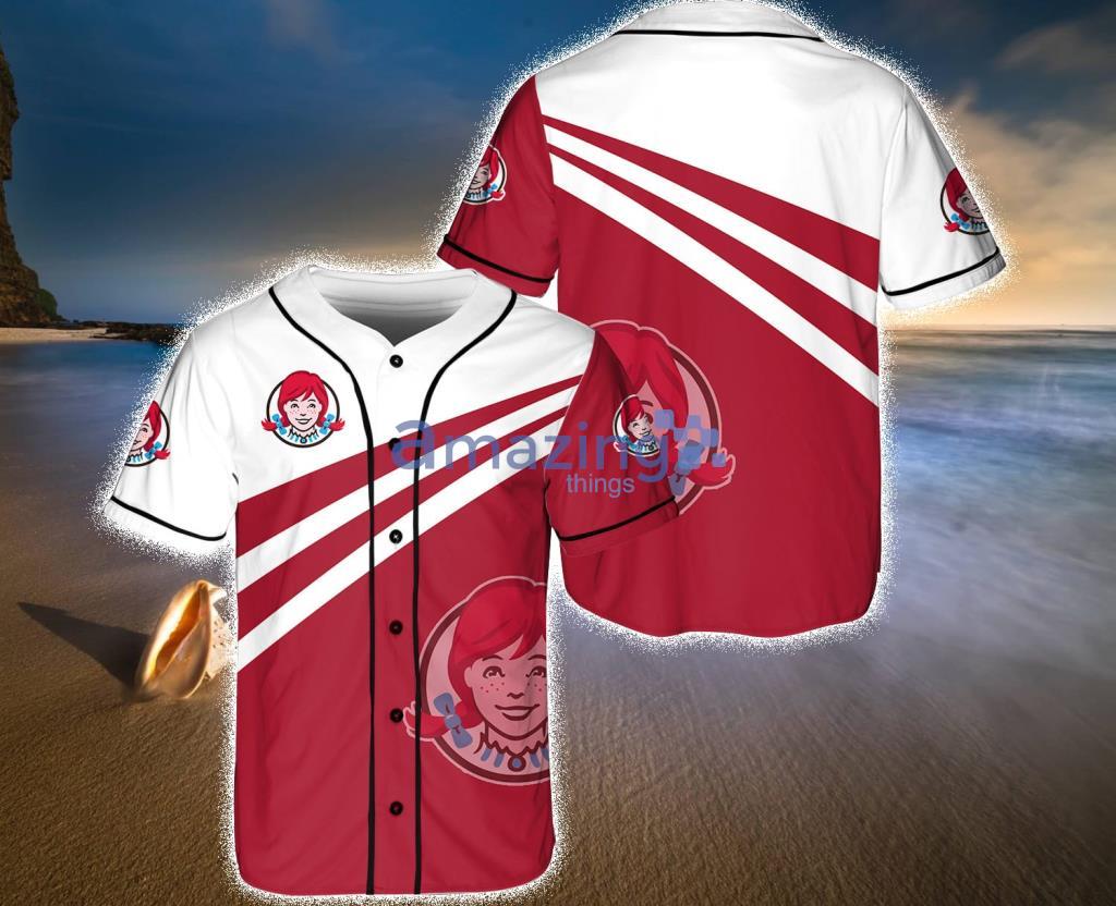 Wendy's Jupiter Red And White Baseball Jersey Shirt Gift For Fans Product Photo 1