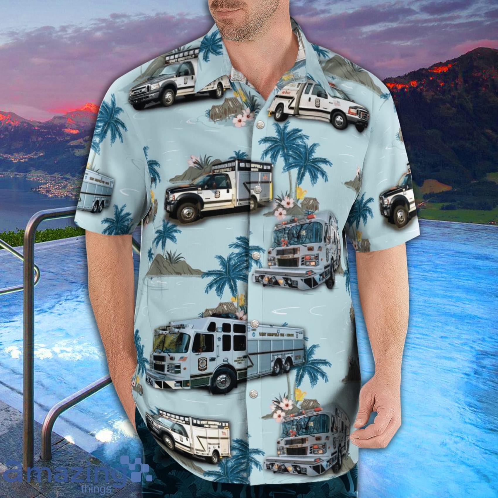 West Hempfield Firerescue AOP Aloha Tropical Style Hawaiian Shirt And Beach Short image West Hempfield Firerescue AOP Aloha Tropical Style Hawaiian Shirt And Beach Short Product Photo 3