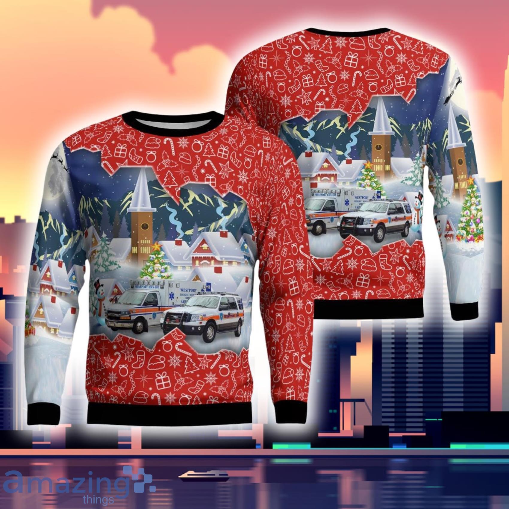 Westport Connecticut Westport Volunteer Emergency Medical Service (Wvems) Christmas Ugly Sweater Gift For Xmas Product Photo 1