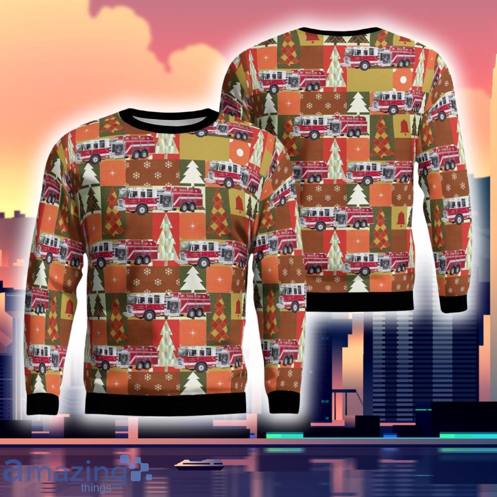 Wetmore Michigan Munising Township Fire Department 3D Ugly Sweater Product Photo 1