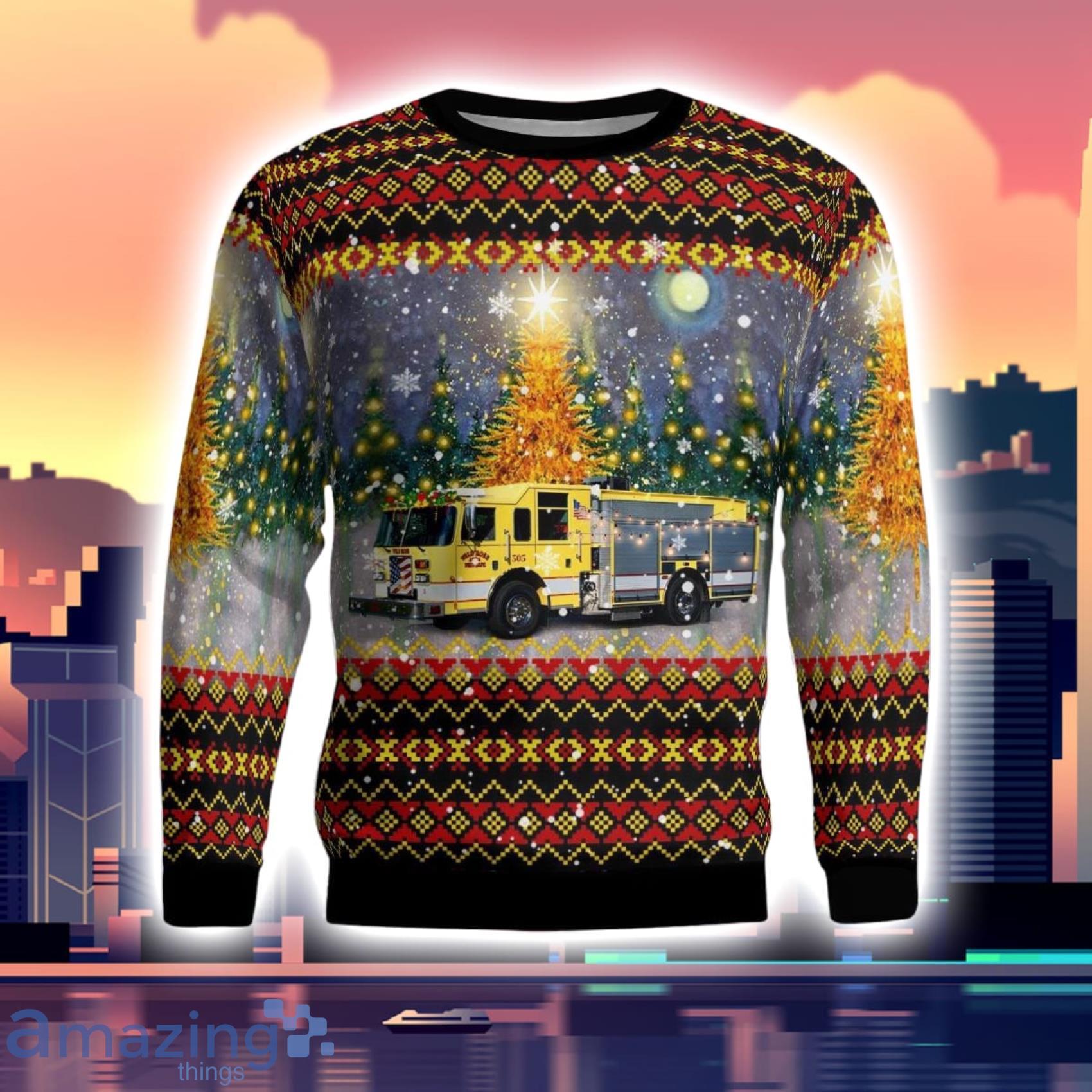 Wild Rose Fire District Wild Rose Wisconsin Christmas 3D Ugly Sweater image Wild Rose Fire District Wild Rose Wisconsin Christmas 3D Ugly Sweater Product Photo 2