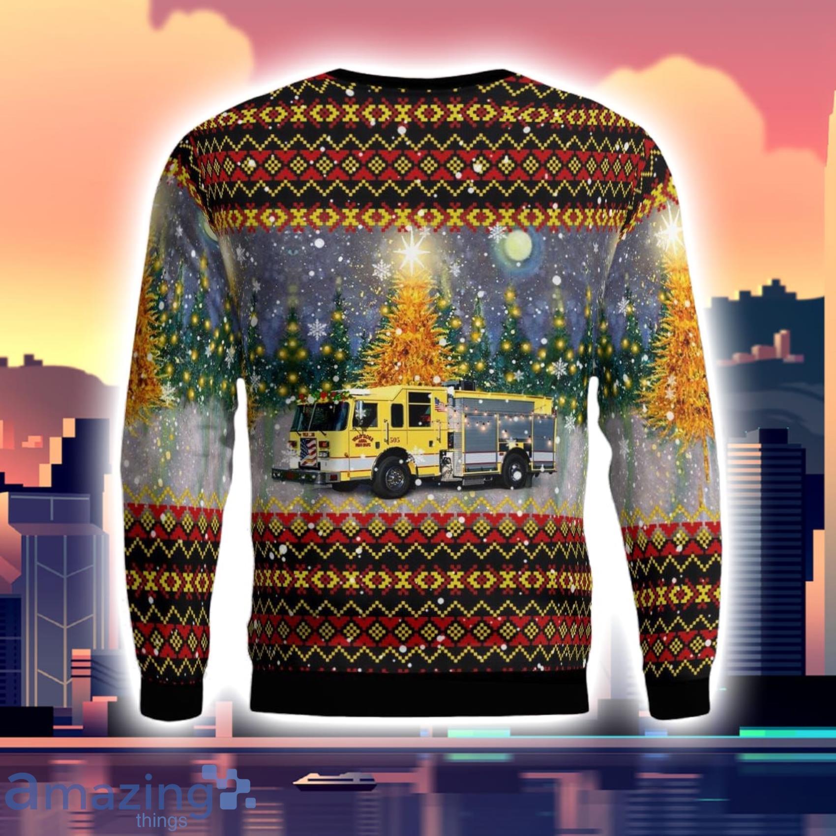 Wild Rose Fire District Wild Rose Wisconsin Christmas 3D Ugly Sweater image Wild Rose Fire District Wild Rose Wisconsin Christmas 3D Ugly Sweater Product Photo 3