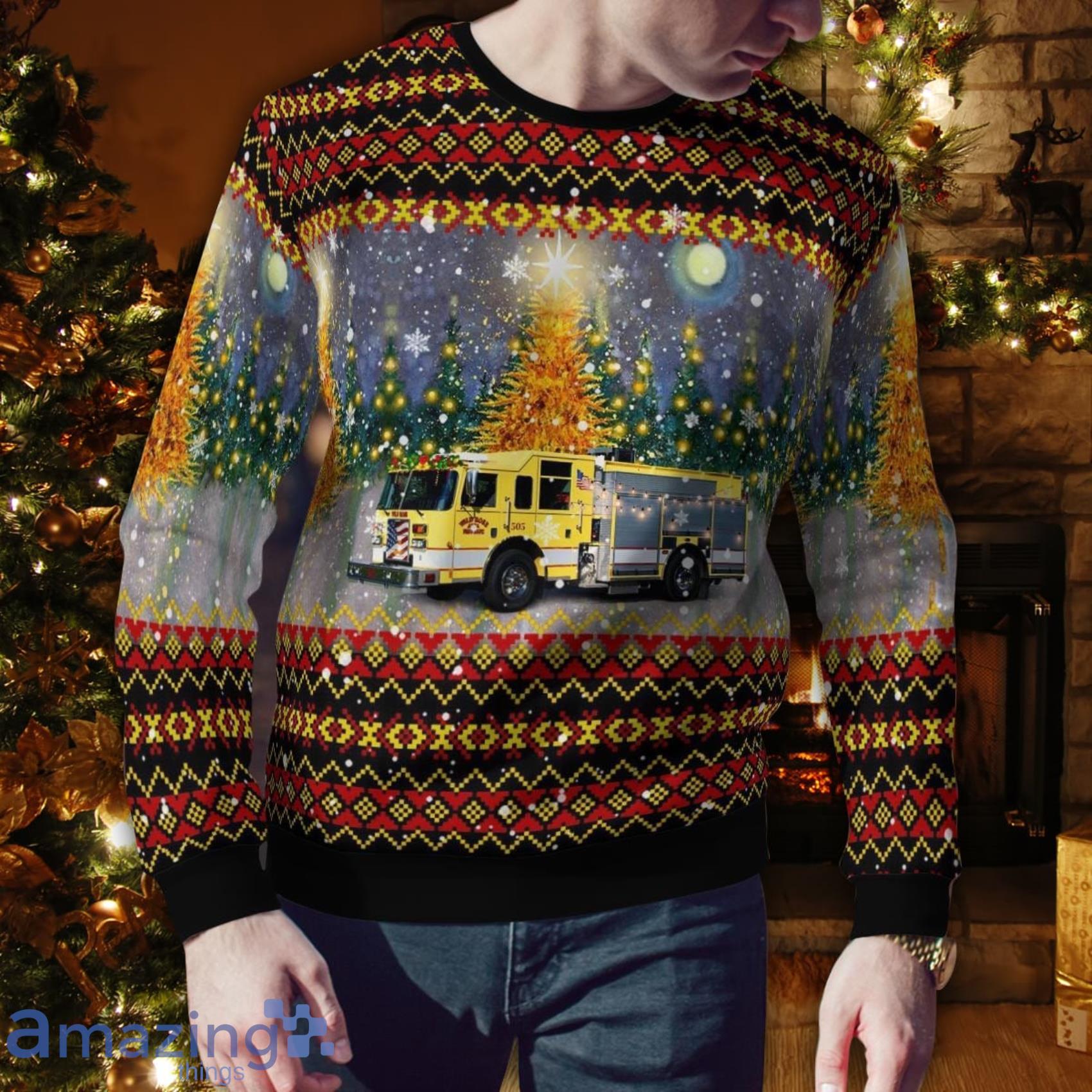 Wild Rose Fire District Wild Rose Wisconsin Christmas 3D Ugly Sweater image Wild Rose Fire District Wild Rose Wisconsin Christmas 3D Ugly Sweater Product Photo 4