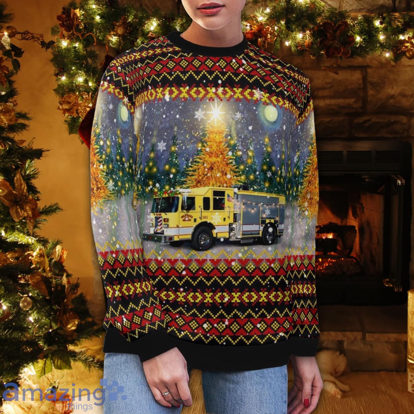 Wild Rose Fire District Wild Rose Wisconsin Christmas 3D Ugly Sweater image Wild Rose Fire District Wild Rose Wisconsin Christmas 3D Ugly Sweater Product Photo 5