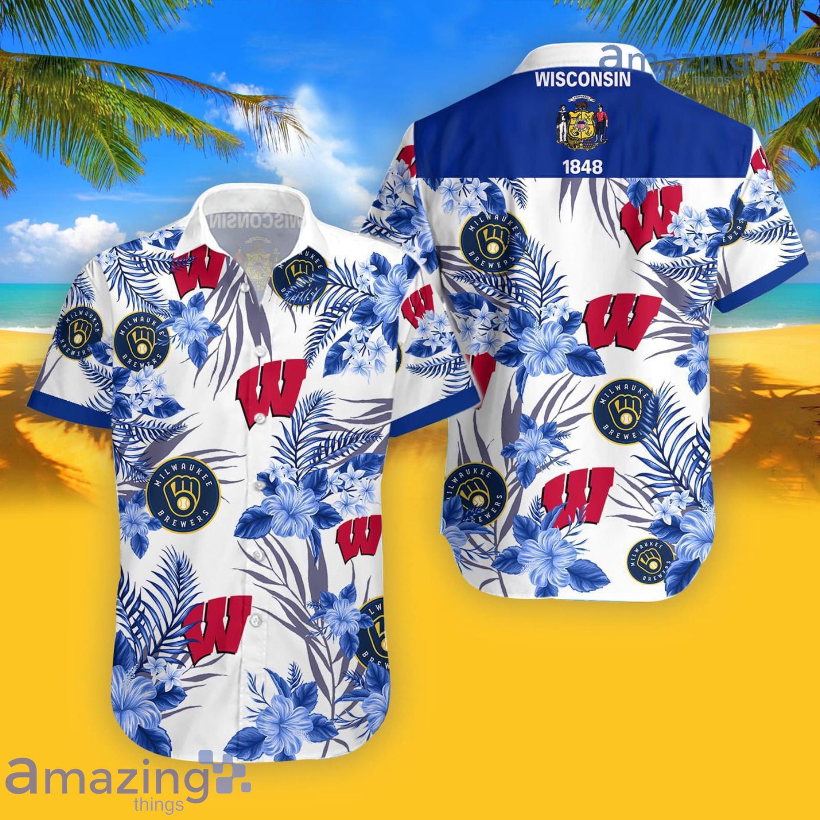 Wisconsin Badgers Milwaukee Brewers Hawaiian Shirt For Men And Women Product Photo 1