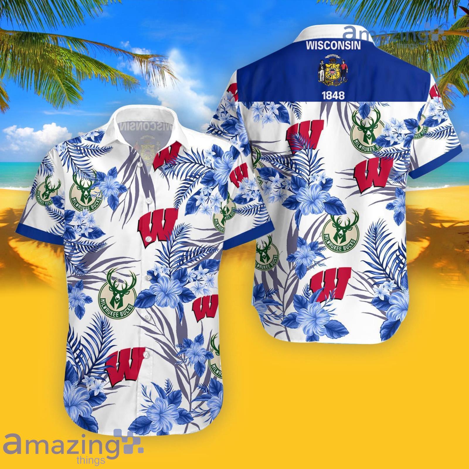 Wisconsin Badgers Milwaukee Bucks Hawaiian Shirt For Men And Women Product Photo 1