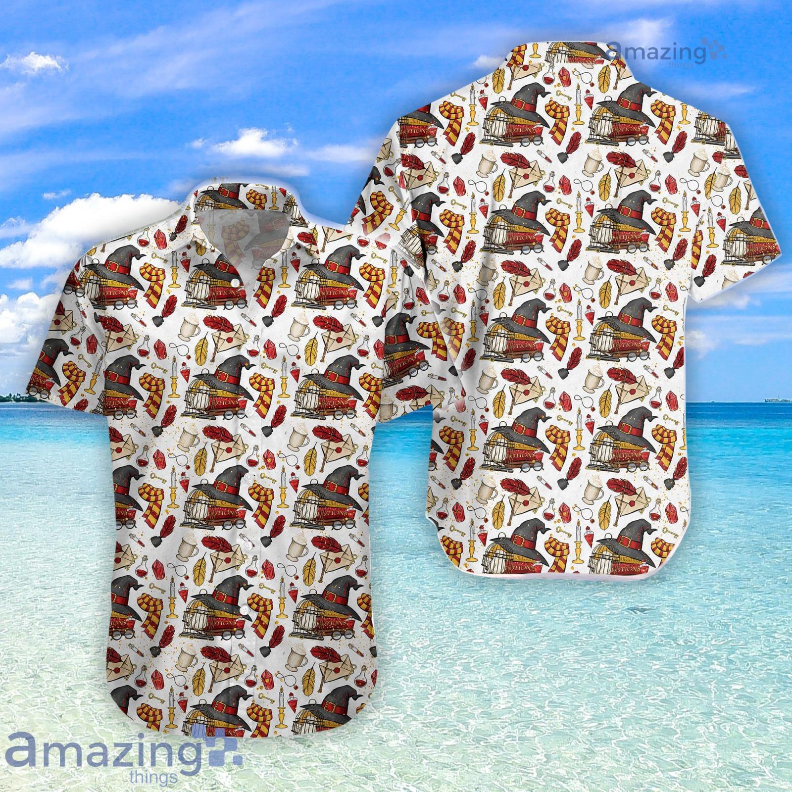Wizard Fabric White Hawaiian Shirt Product Photo 1