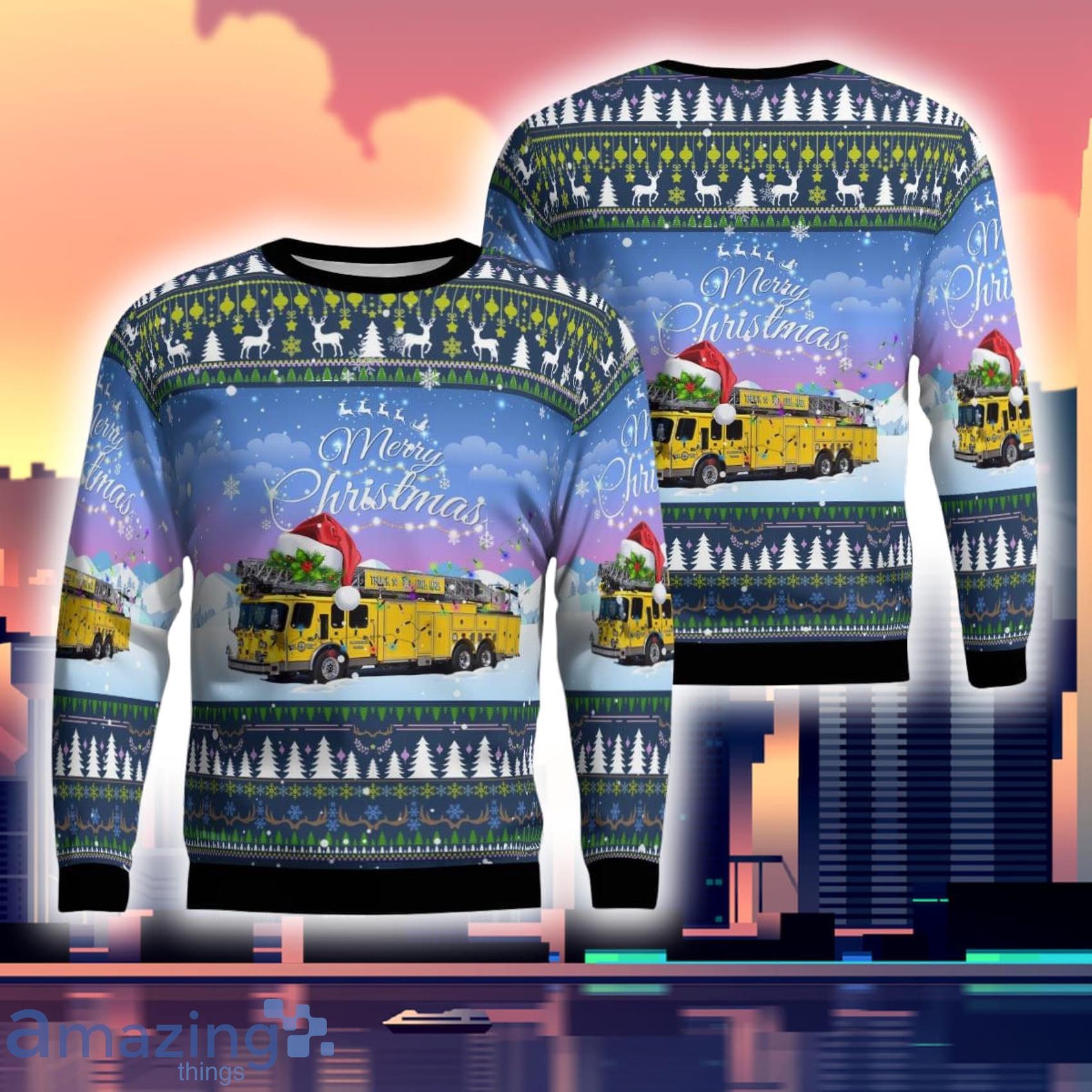 Woodbridge Virginia Company 14  Occoquan Woodbridge Lorton (Owl) Volunteer Fire Department 3D Ugly Sweater Product Photo 1