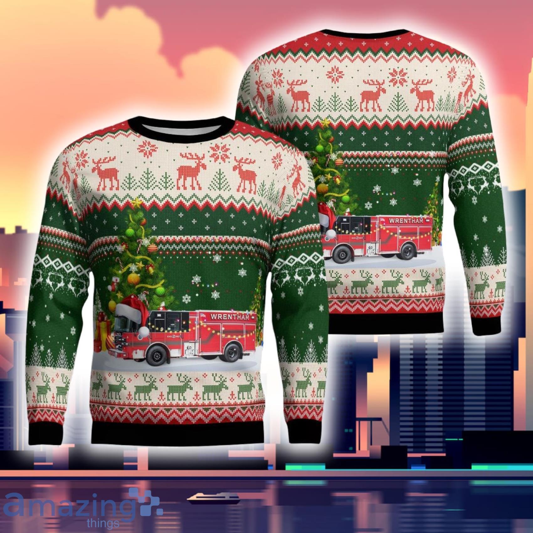 Wrentham Massachusetts Wrentham Fire Department  Ugly Sweater Gift For Xmas Product Photo 1