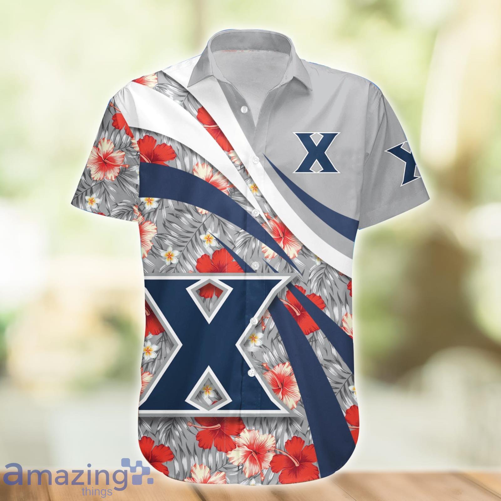 Xavier Musketeers NCAA Hibiscus Flower Pattern Aloha Hawaiian Shirt Product Photo 1