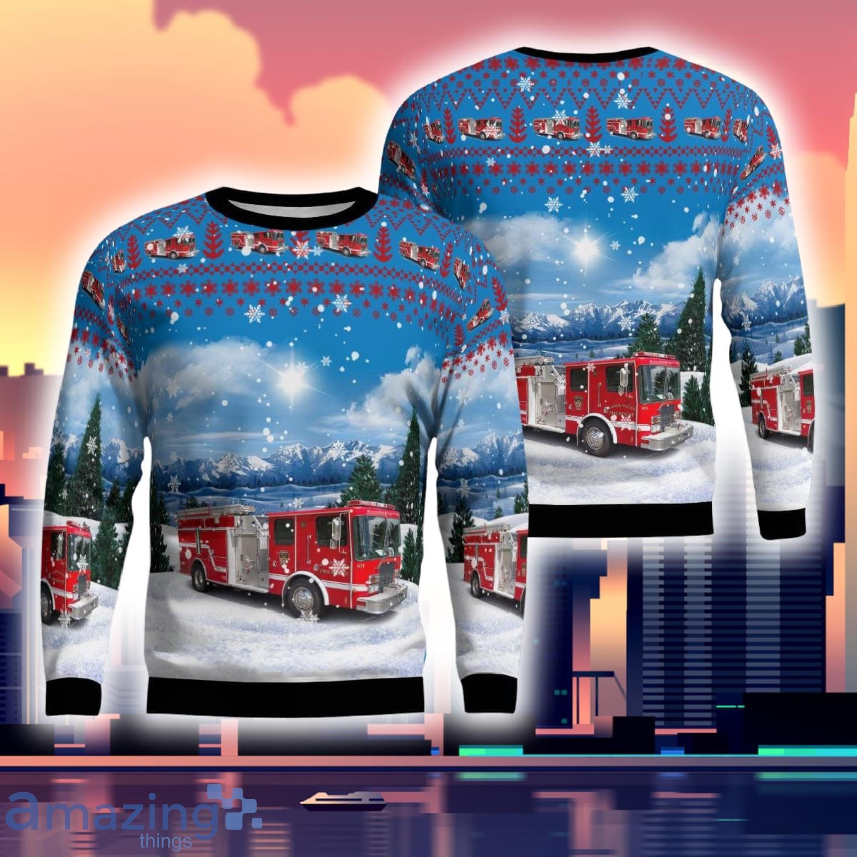 Yadkin Valley Volunteer Fire Rescue Department Lenoir North Carolina Christmas 3D Ugly Sweater Product Photo 1