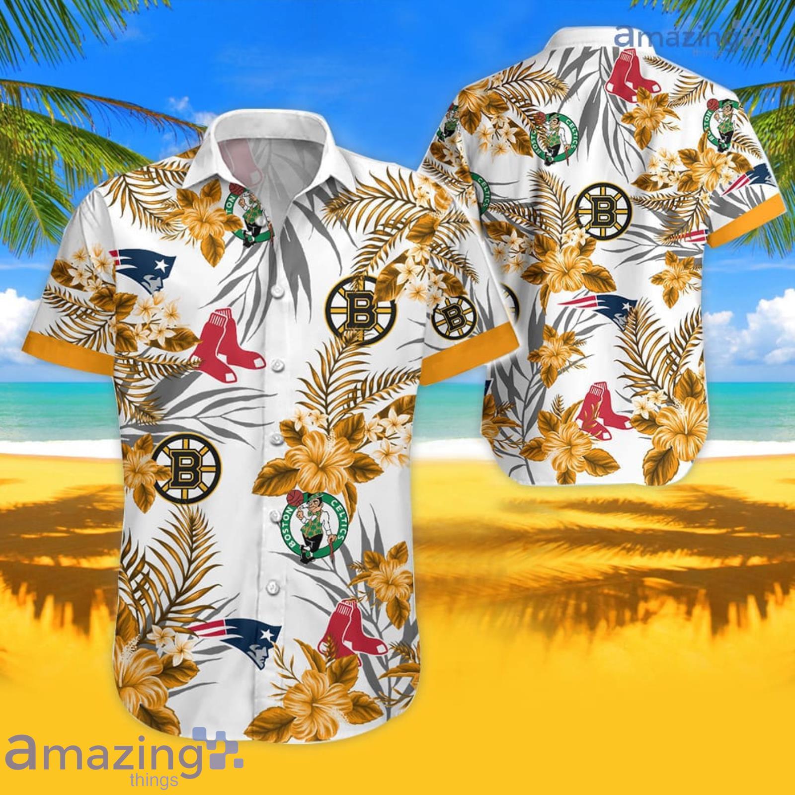 Yellow Flower Boston Tropical Hawaiian Shirt For Men And Women Product Photo 1