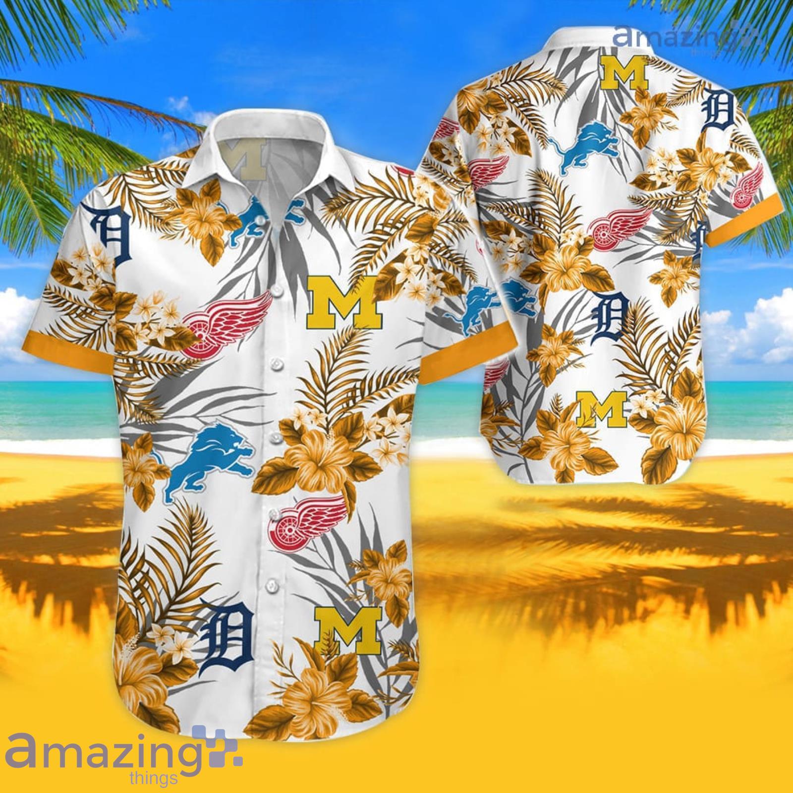 Yellow Flower Michigan Tropical Hawaiian Shirt For Men And Women Product Photo 1