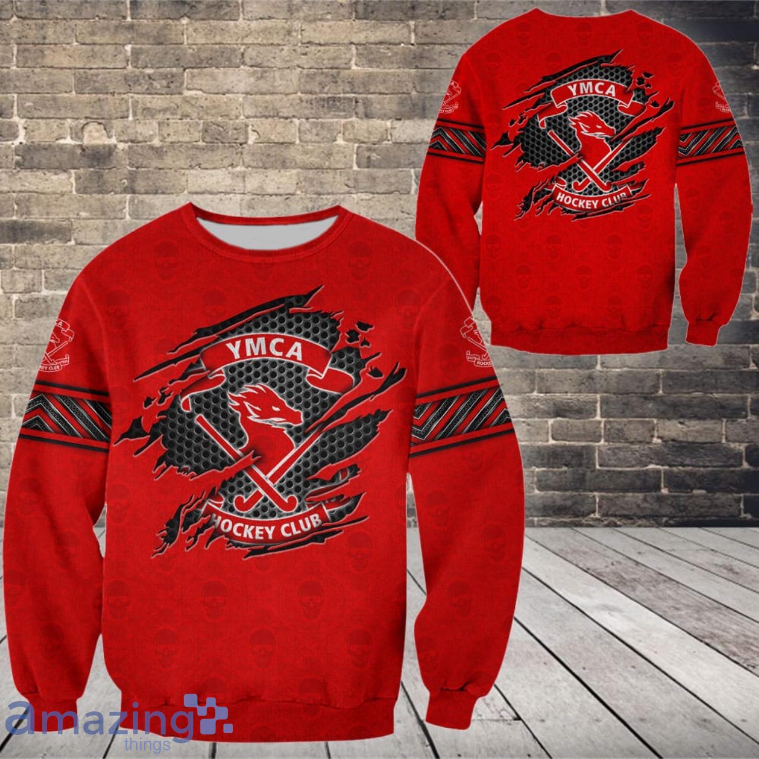 YMCA Hockey Club 3D All Over Printed Custom Name T Shirt Sweatshirt Hoodie Bomber image YMCA Hockey Club 3D All Over Printed Custom Name T-Shirt Sweatshirt Hoodie Bomber Product Photo 4