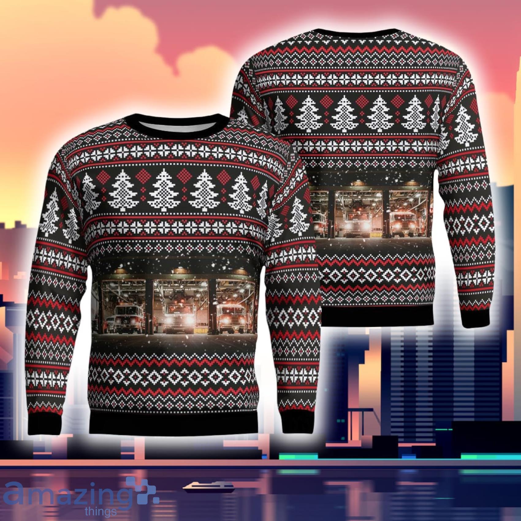 Yorkton Saskatchewan Canada Yorkton Fire Protective Services Christmas Ugly Sweater Gift For Xmas Product Photo 1