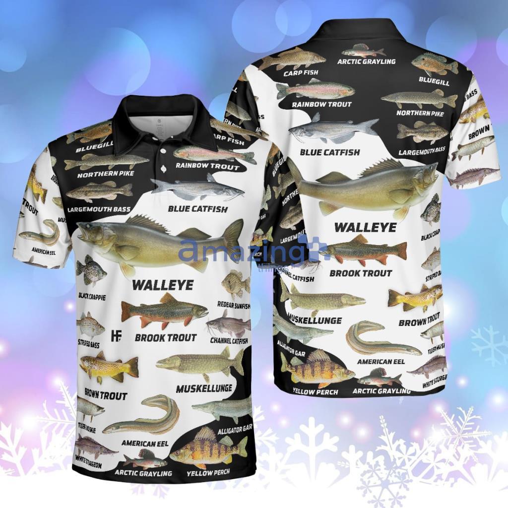 3D Freshwater Fish Types All Over Print Polo Shirt Product Photo 1