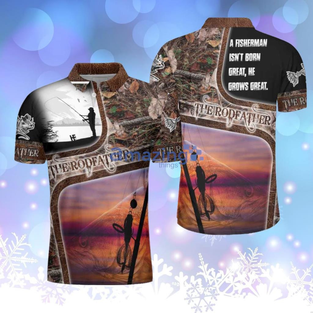 A Great Fisherman Isn't Born Great Print Polo Shirt, The Rodfather Polo Shirt Product Photo 1