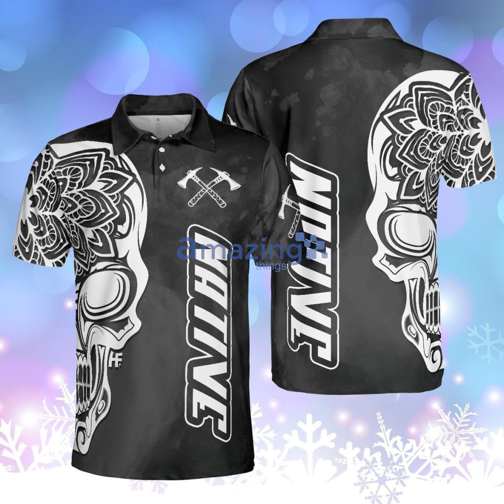 Aged And Worn Haida Native Skull Native American Polo Shirt, Mandala Skull Native American Shirt Product Photo 1