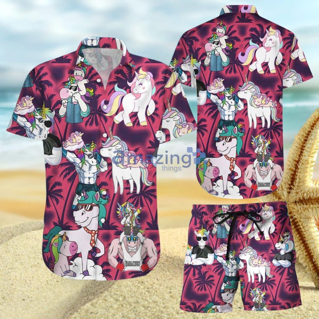 Aloha Funny Unicorn With Glasses Hawaiian Shirt And Short Gift For Men And Women Product Photo 1