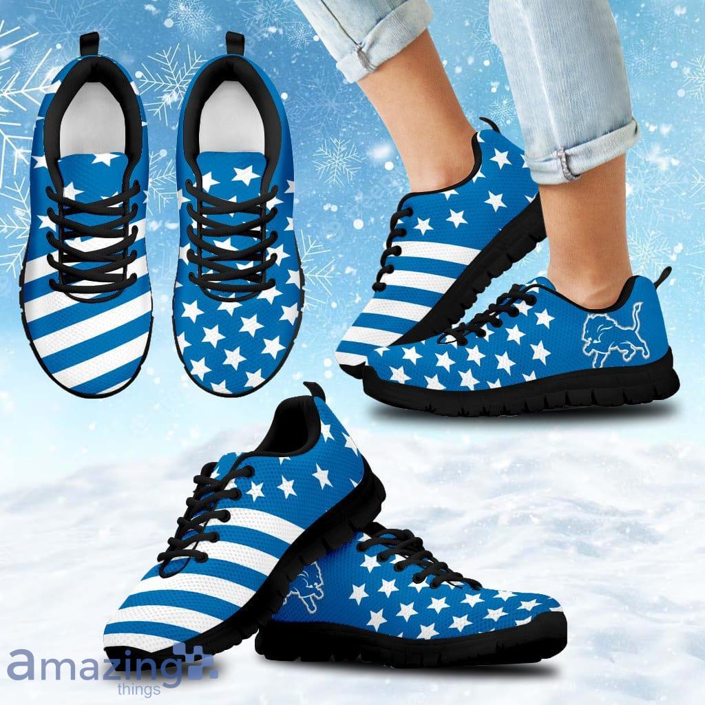 America Flag Full Stars Stripes Detroit Lions Sneakers Shoes Gift For Big  Fans