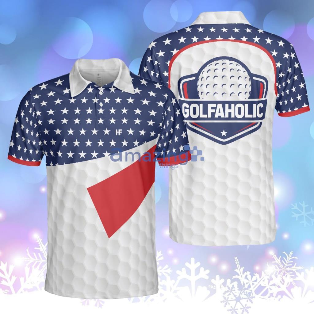 American Flag Golf Texture Short Sleeve Golf Polo Shirt, Golfaholic Polo Shirt Product Photo 1 American Flag Golf Texture Short Sleeve Golf Polo Shirt, Golfaholic Polo Shirt Product Photo 1