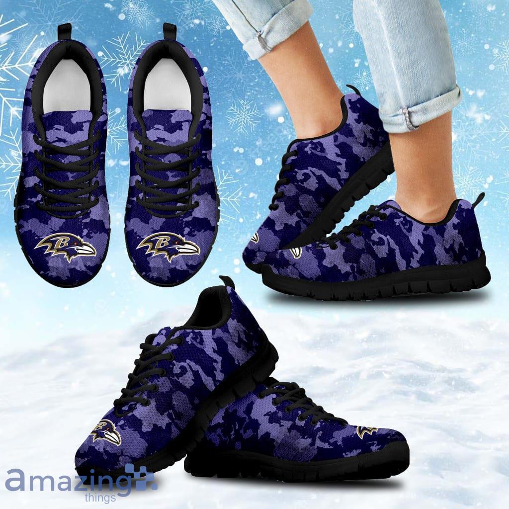 Arches Top Fabulous Camouflage Background Baltimore Ravens Sneakers Shoes Gift For Big Fans Product Photo 1