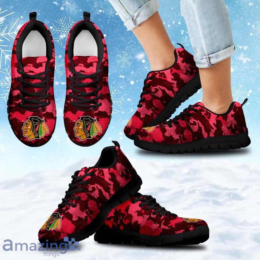 Arches Top Fabulous Camouflage Background Chicago Blackhawks Sneakers Shoes Gift For Big Fans Product Photo 1 Arches Top Fabulous Camouflage Background Chicago Blackhawks Sneakers Shoes Gift For Big Fans Product Photo 1