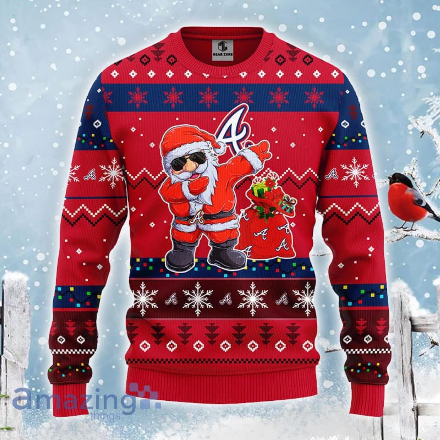 Atlanta Braves Dabbing Santa Claus Christmas Ugly Sweater - Shibtee Clothing