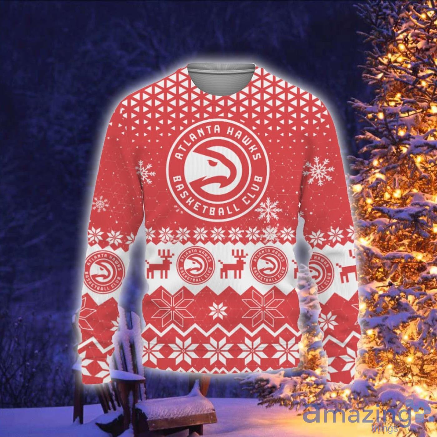 Atlanta Hawks NBA Basketball Knit Pattern Ugly Christmas Sweater