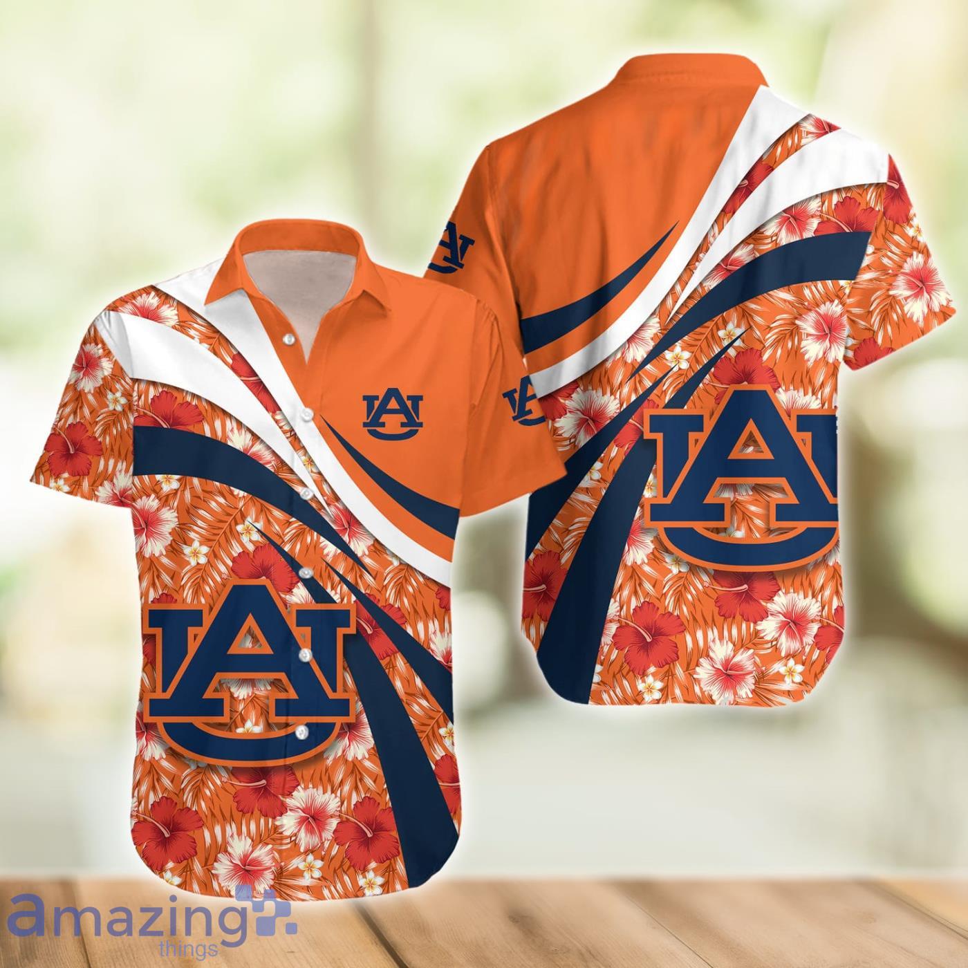 Auburn Tigers NCAA Hibiscus Flower Pattern Aloha Hawaiian Shirt image Auburn Tigers NCAA Hibiscus Flower Pattern Aloha Hawaiian Shirt Product Photo 2