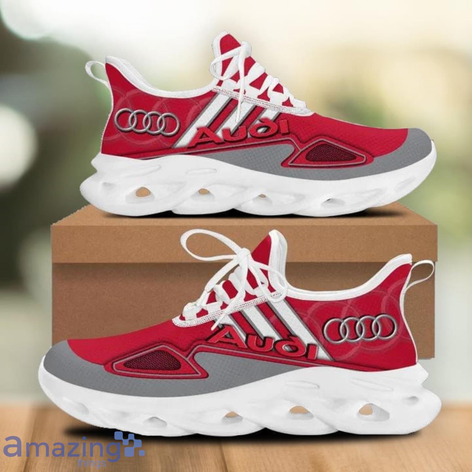 Audi Name Max Soul Shoes Running Sneakers For Audi Car Lovers White Striped Product Photo 1
