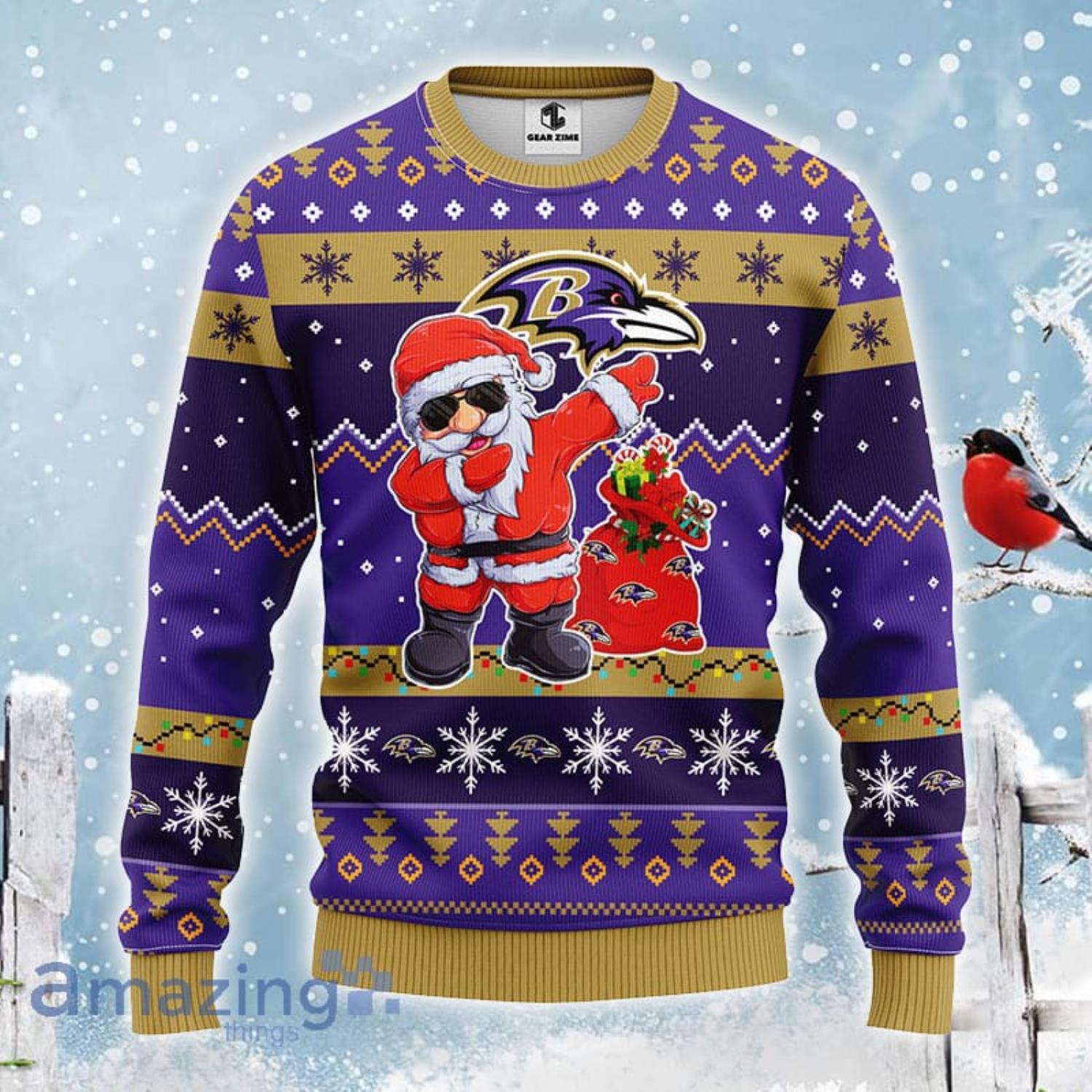 Baltimore Ravens NFL Team Dabbing Santa Claus Funny Christmas Gift Ugly  Christmas Sweater