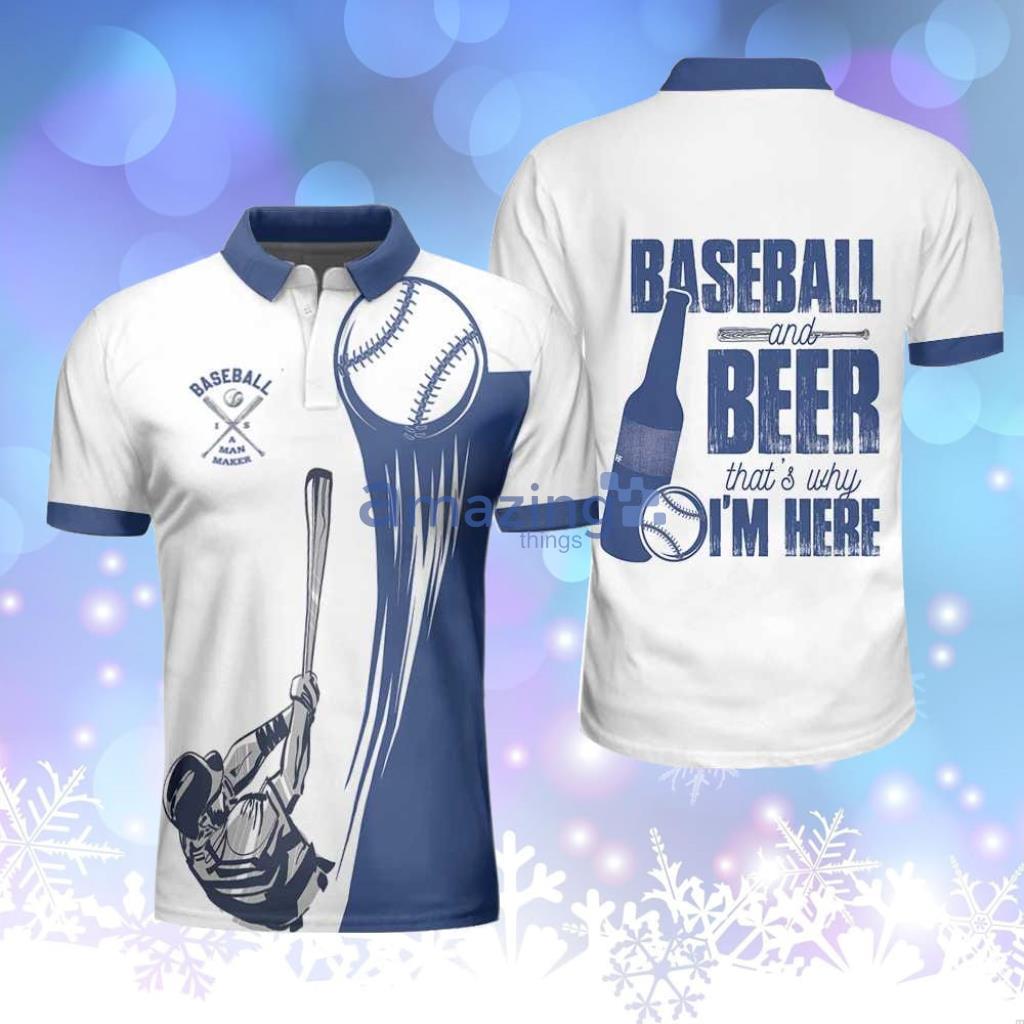 Baseball And Beer That's Why I'm Here Short Sleeve Polo Shirt Product Photo 1