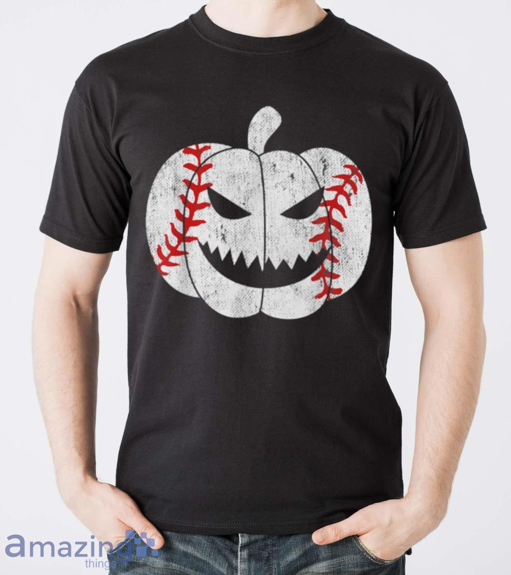 Baseball Player Scary Pumpkin Vintage Costume Halloween T Shirt