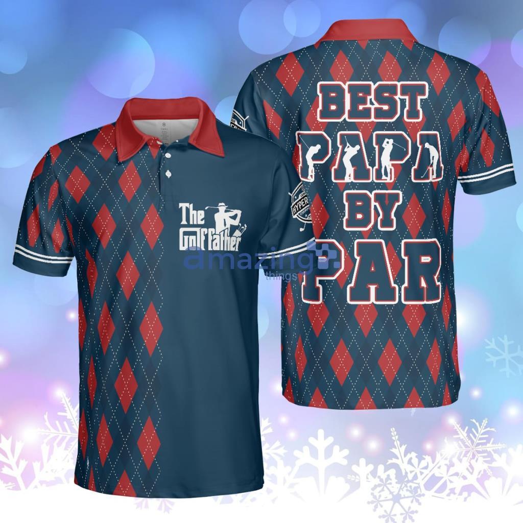 Best Papa By Par Argyle Pattern Custom Polo Shirt, Personalized Polo Shirt Product Photo 1