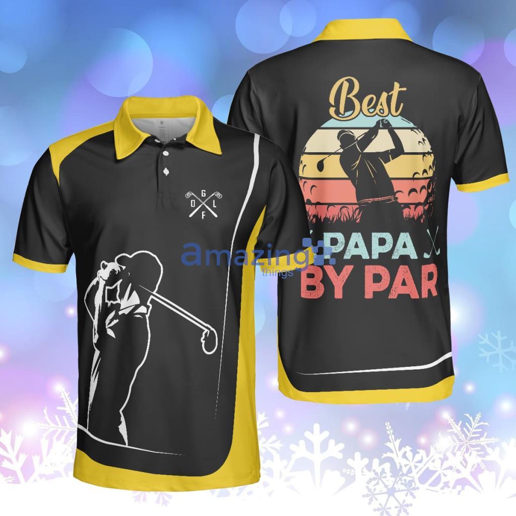 Best Papa By Par Golf Lover Short Sleeve Polo Shirt, Vintage Polo Shirt Product Photo 1