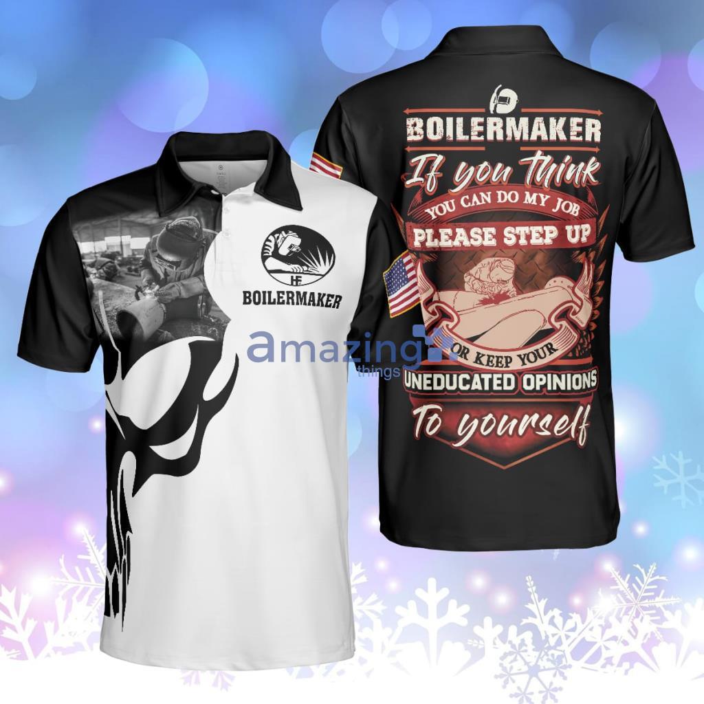 Boilermaker Proud Black And White Skull Polo Shirt Product Photo 1