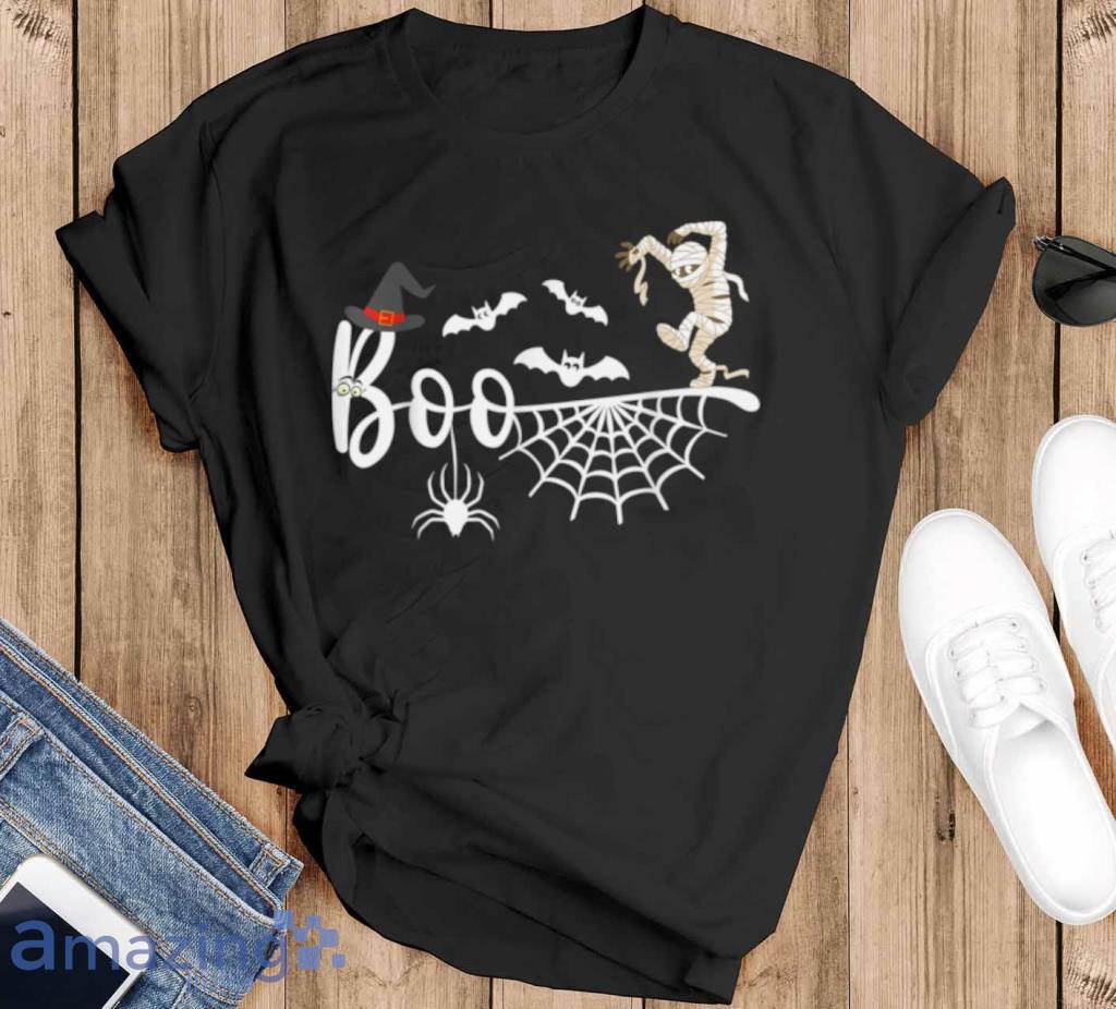 Boo With Spiders And Witch Hat Halloween & Spooky T Shirt Product Photo 1