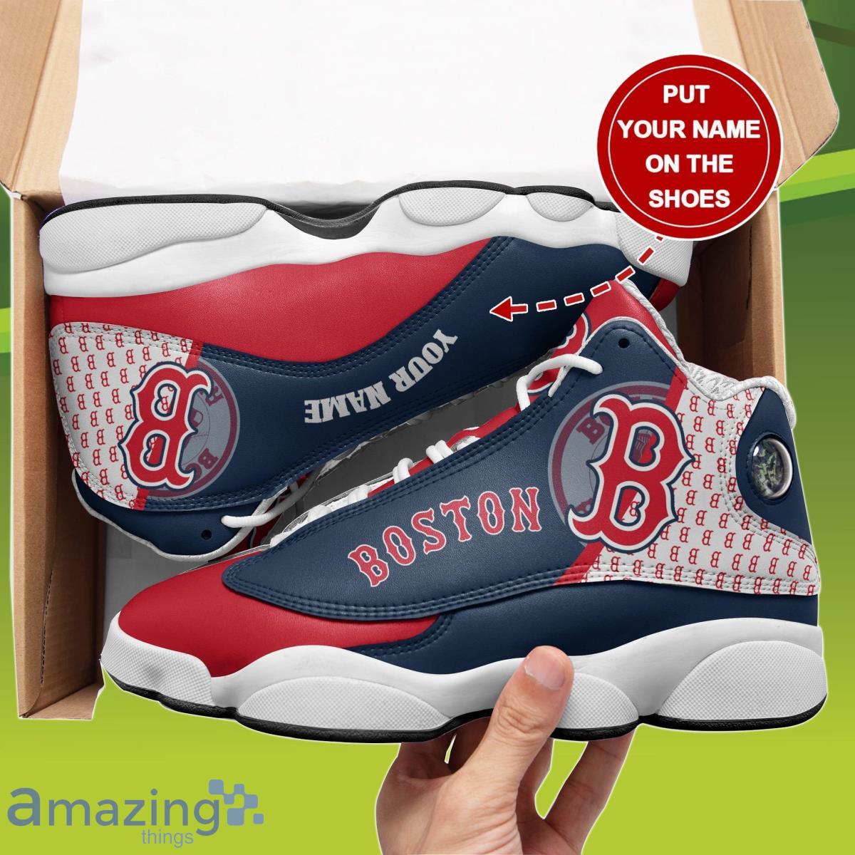 NFL Boston Red Sox Custom Name Air Jordan 13 Sneakers, Boston Red