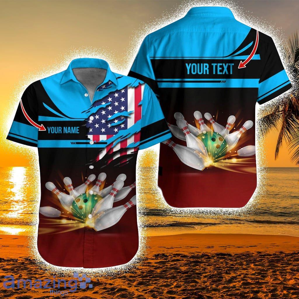 Bowling Ball And American Flag Personalized Name Hawaiian Shirt For Men And Women, Bowling Lover Product Photo 1