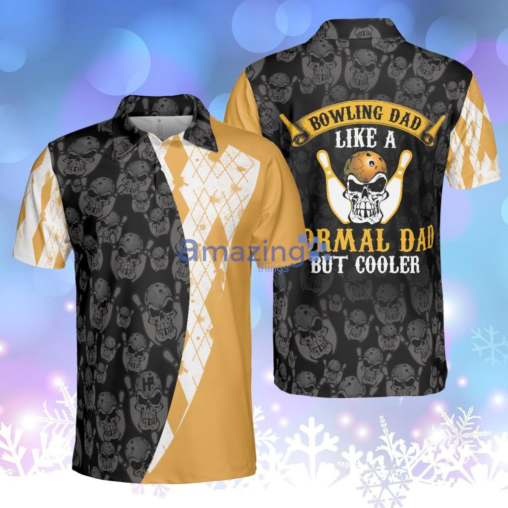 Bowling Dad Like A Normal Dad But Cooler Polo Shirt, Argyle Pattern Bowling Polo Shirt For Bowler Dad Product Photo 1