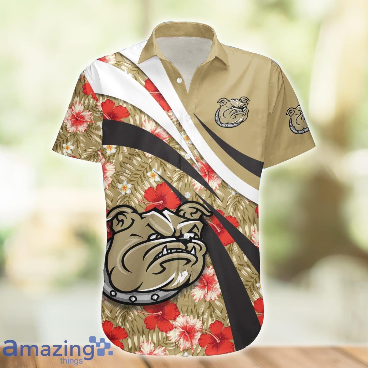 Bryant Bulldogs NCAA Hibiscus Flower Pattern Aloha Hawaiian Shirt Product Photo 1 Bryant Bulldogs NCAA Hibiscus Flower Pattern Aloha Hawaiian Shirt Product Photo 1