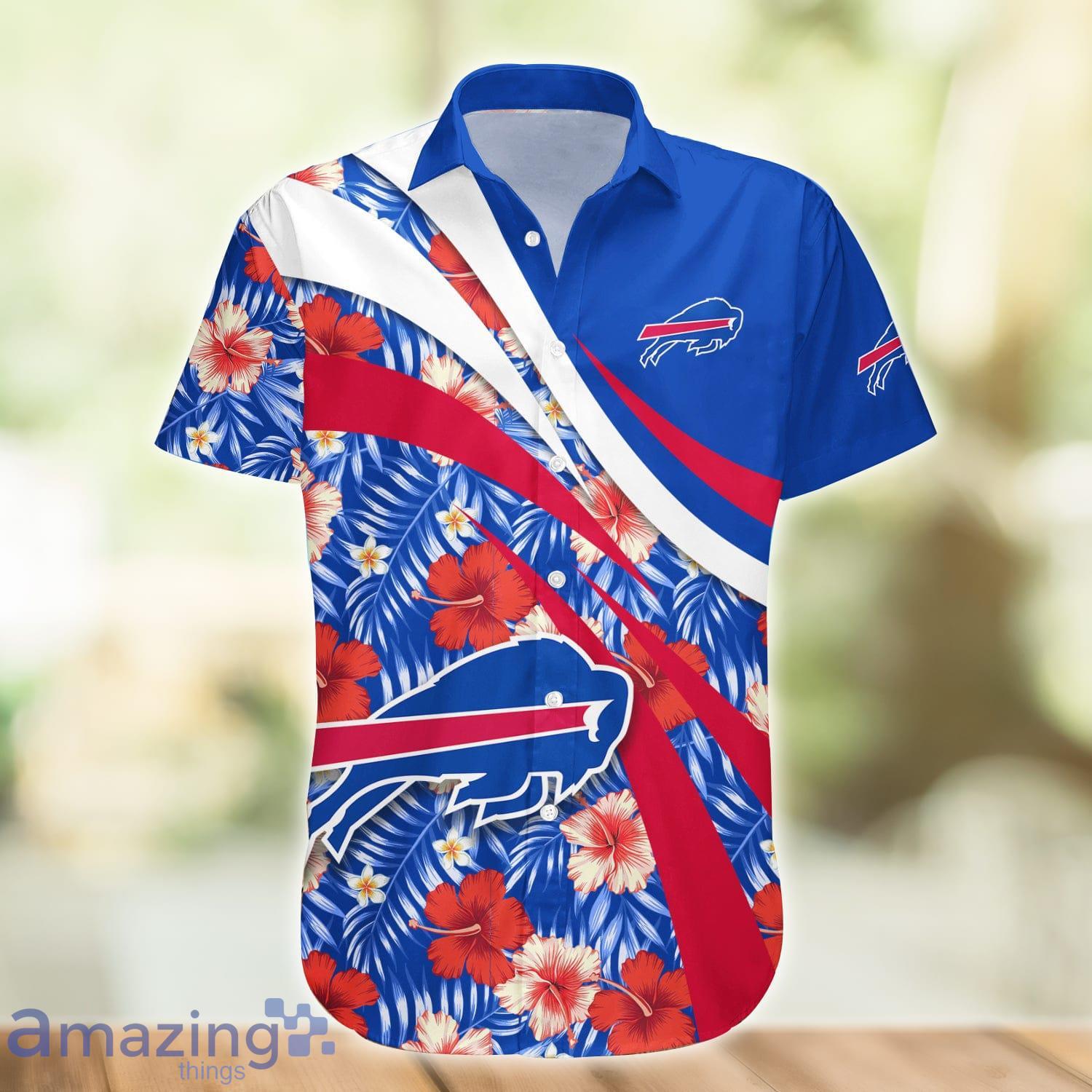 Buffalo Bills Hawaiian Shirt Football Blue Hibiscus Pattern