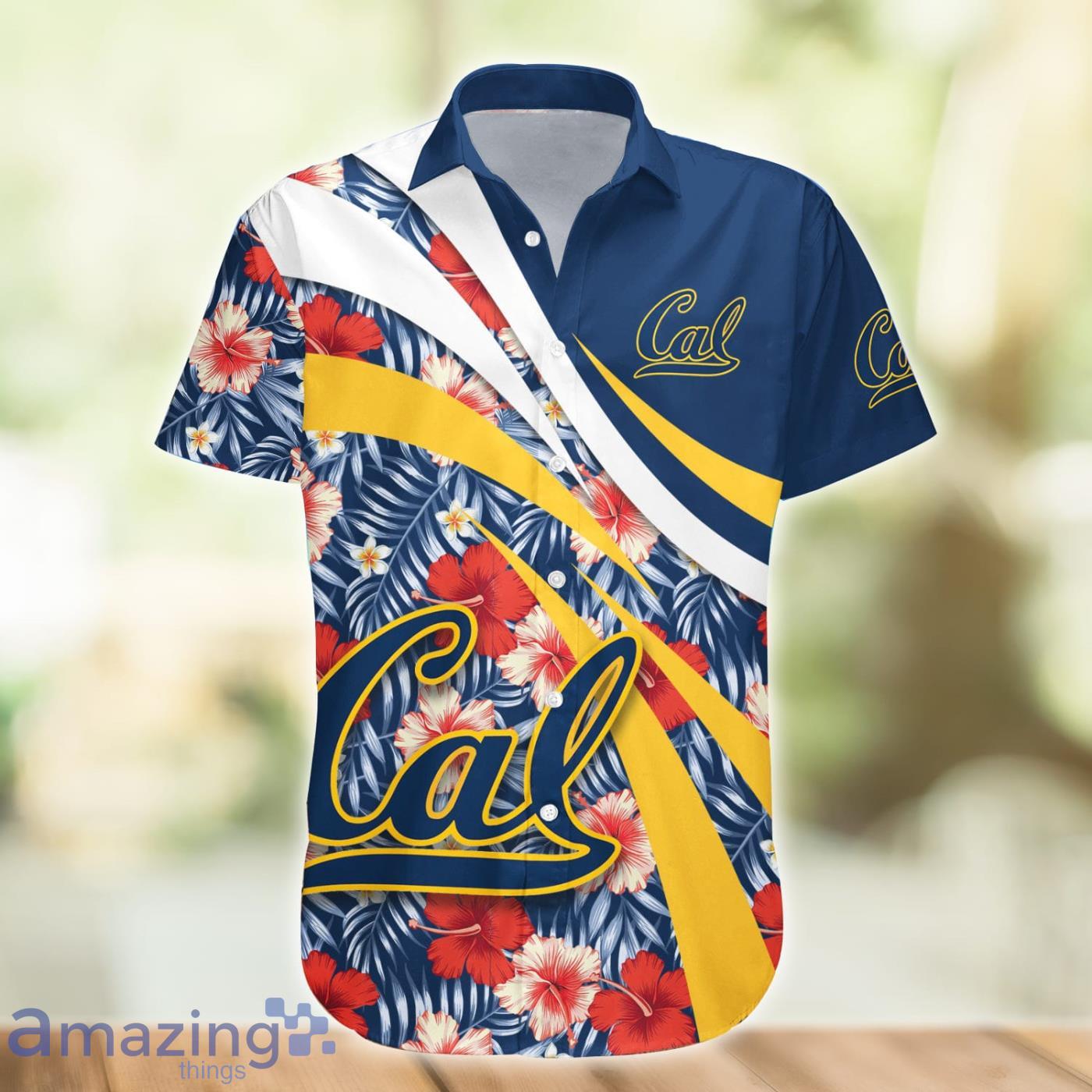 California Golden Bears NCAA Hibiscus Flower Pattern Aloha Hawaiian Shirt Product Photo 1